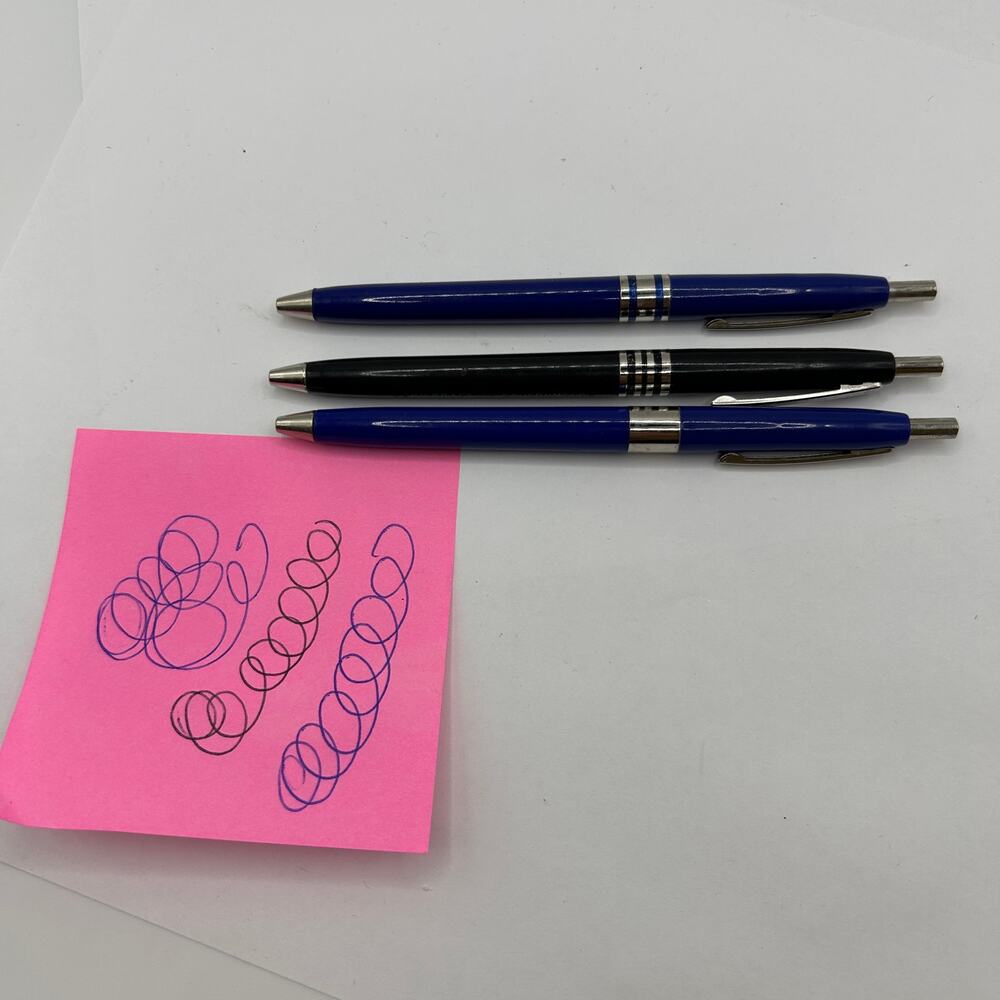 Lot of 3 Working US Government Skilcraft Pens 2 Blue 1 Black Free Shipping